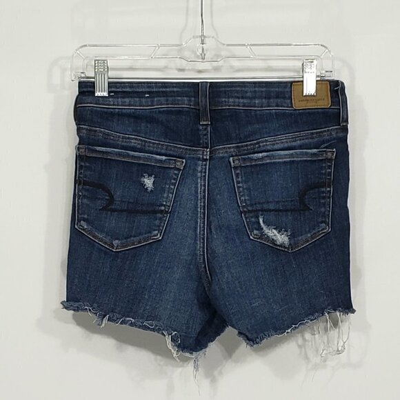 American Eagle Hi Rise Shortie Next Level Stretch Shorts Distressed Womens 4 - Picture 2 of 5